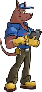 My Team on the Roof mascot holding a clipboard